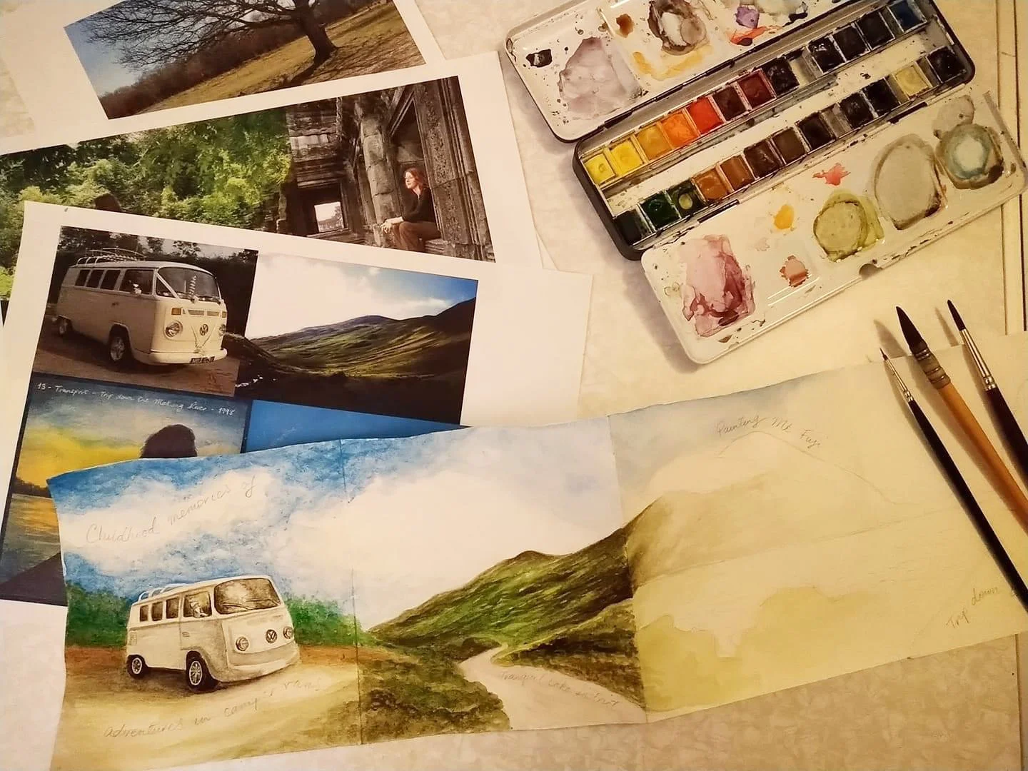 Memories Concertina Sketchbook,
Watercolour and coloured pencils, 2020
© Ella Hayward