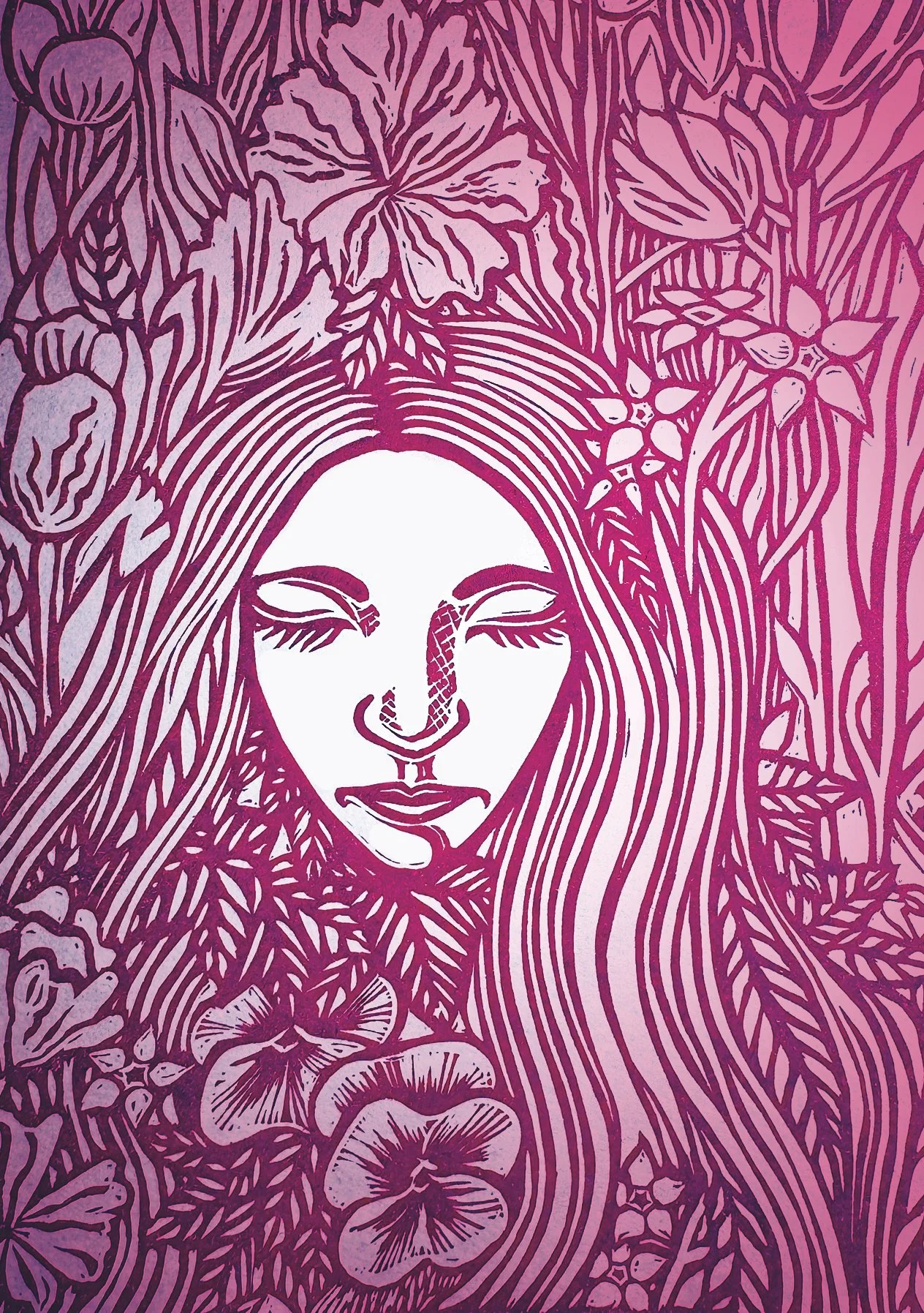 "Nature Girl"
Lino Print
© Ella Hayward