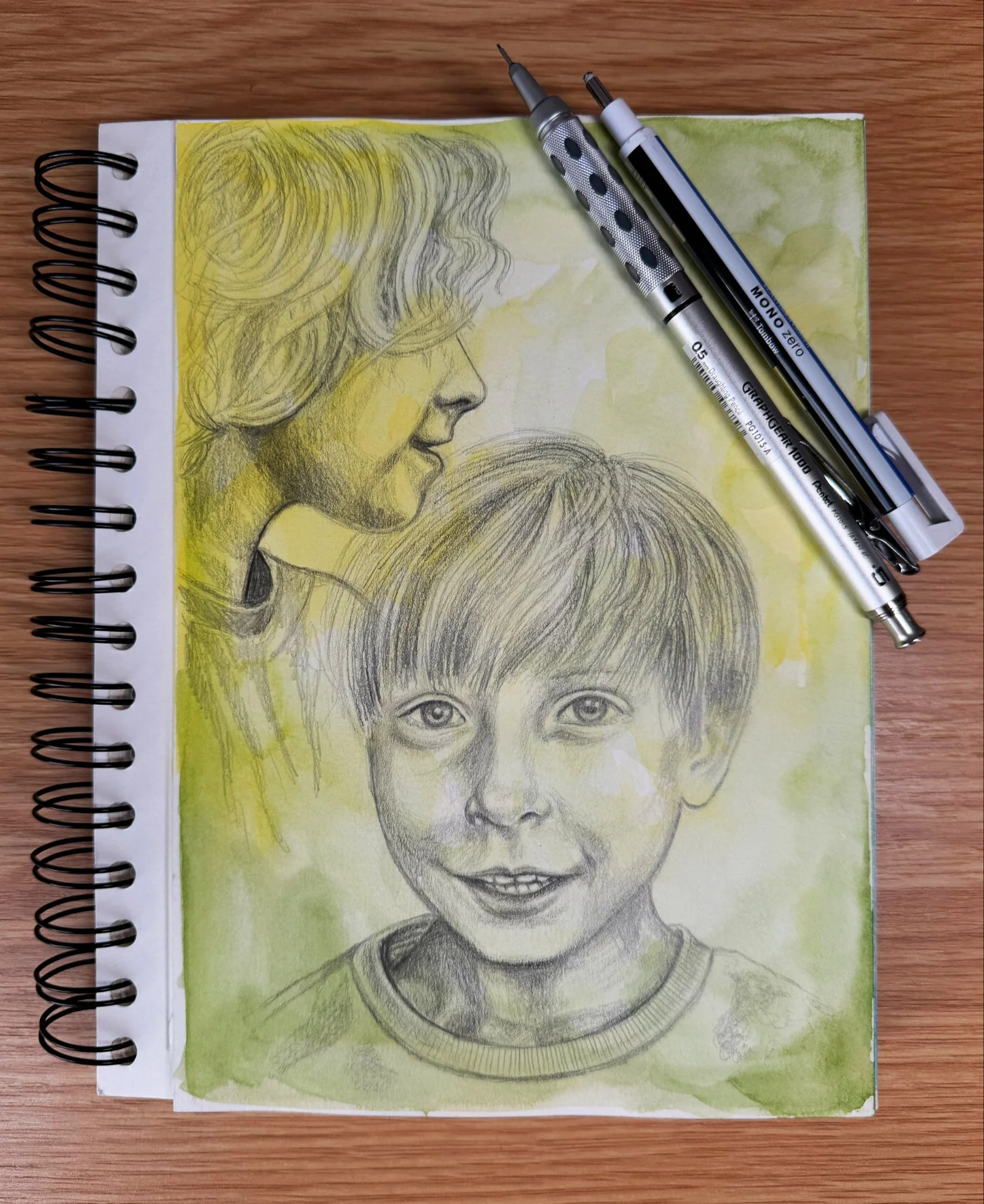 "My Two Little Heroes"
Watercolour and pencil, 2025
© Ella Hayward