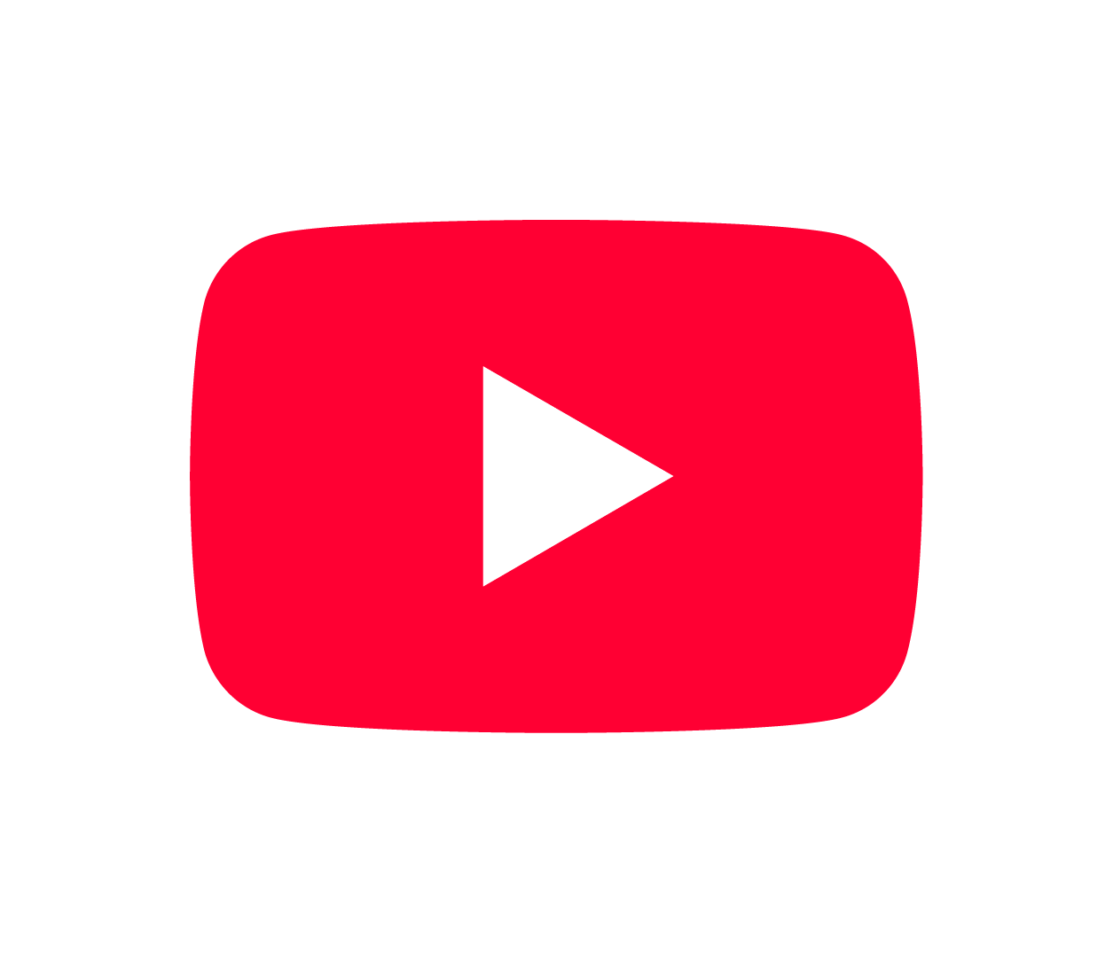 赤い背景に白い三角の再生ボタンが中央に配置されたYouTubeのロゴ
