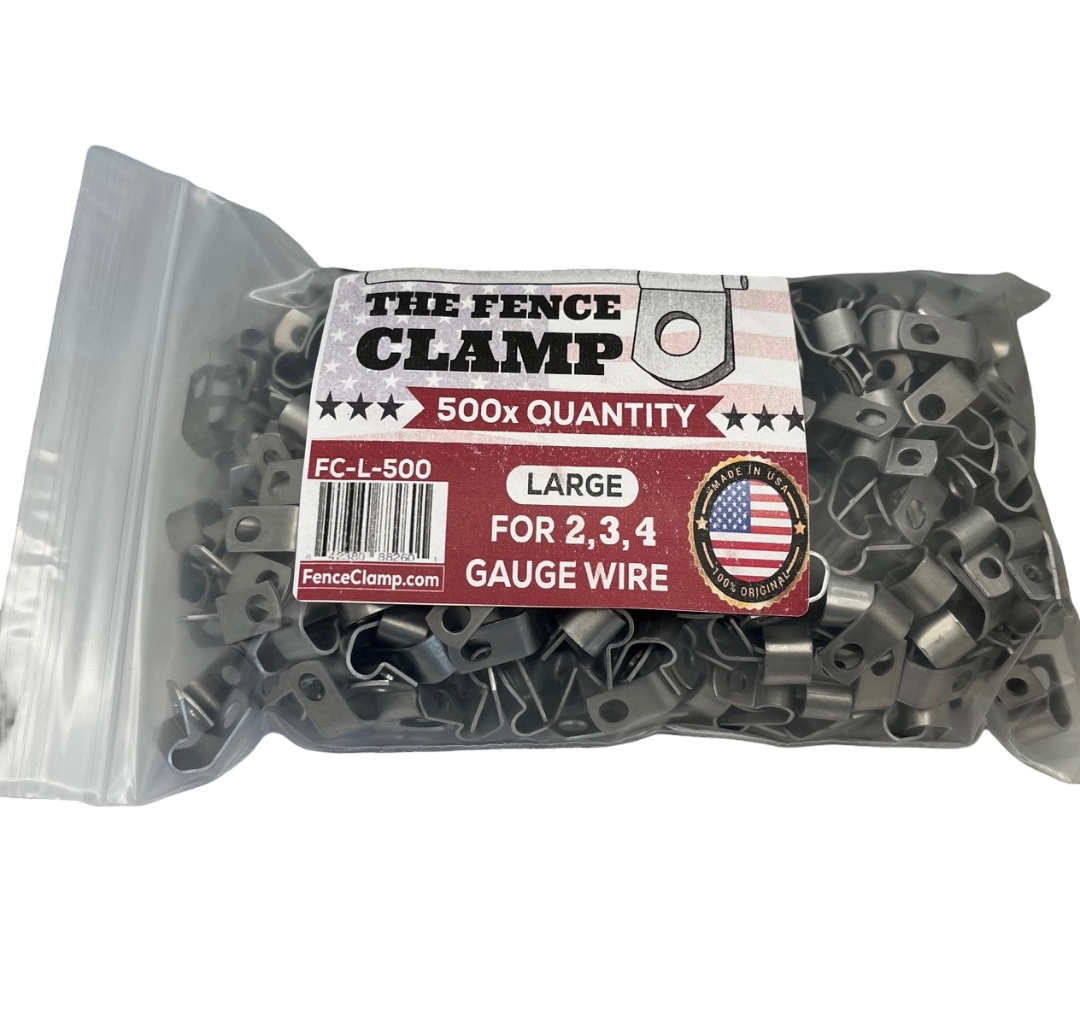(500x) The Fence Clamp LARGE - (2, 3, 4 Gauge) - US-Made - H32 Aluminum - Hog / Cattle / Deck & Rail Panel Wire Clips