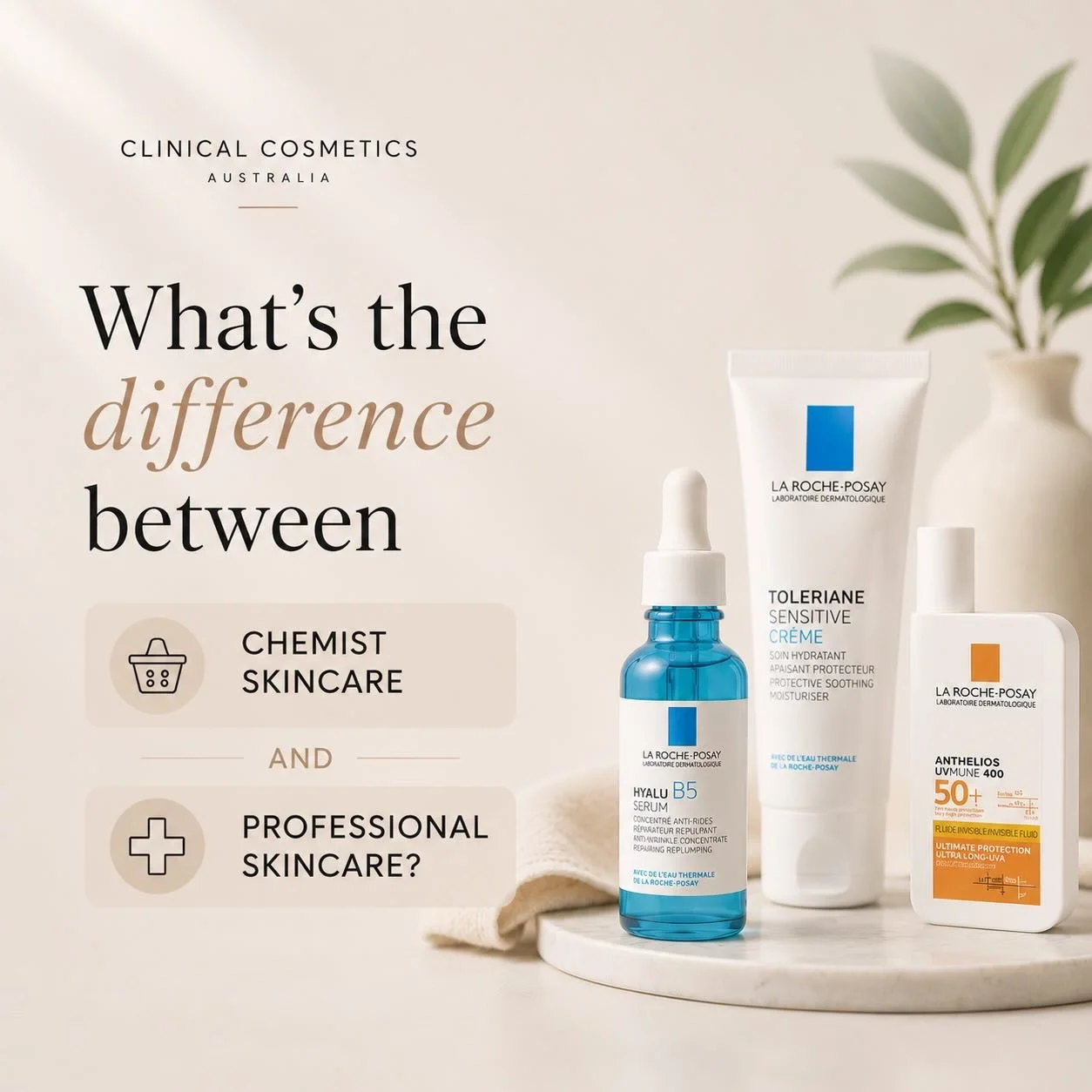 We&rsquo;re often asked: what is the difference between skincare products from the chemist and the professional skincare ranges in clinic?

While chemist skincare can help maintain general skin health and hydration, professional dermatological-grade 
