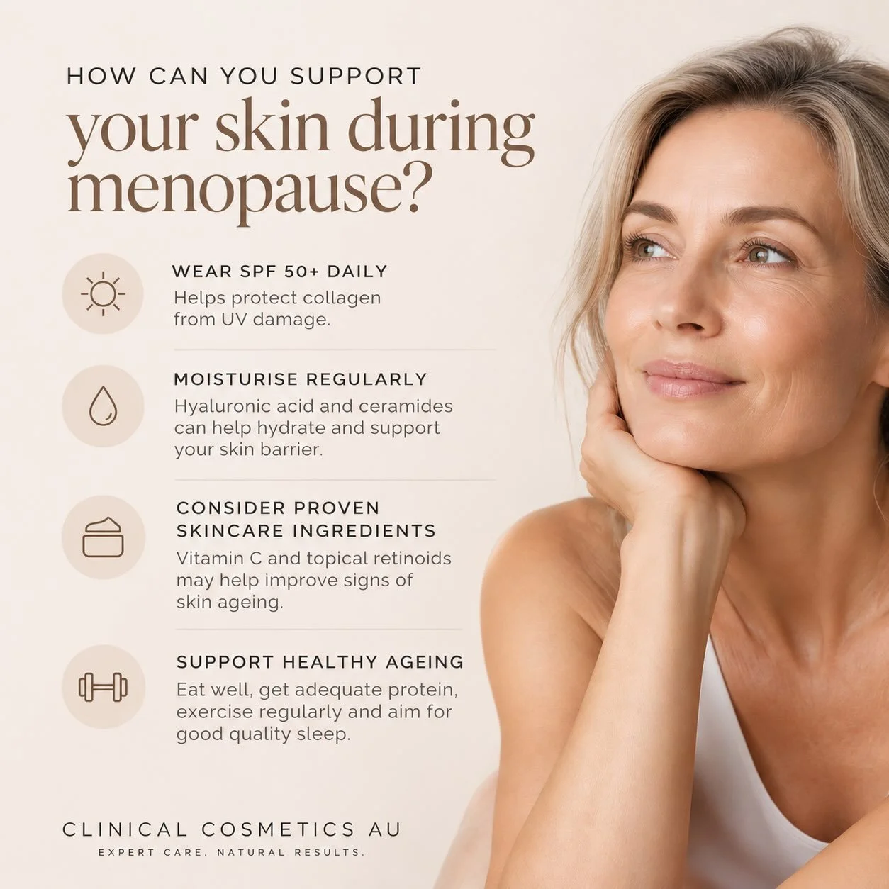 Does HRT Improve Your Skin During Menopause?

Your skin can change noticeably during perimenopause and menopause.

Dryness, thinning, reduced firmness and changes in elasticity are common concerns.

What does the evidence suggest?

Research indicates
