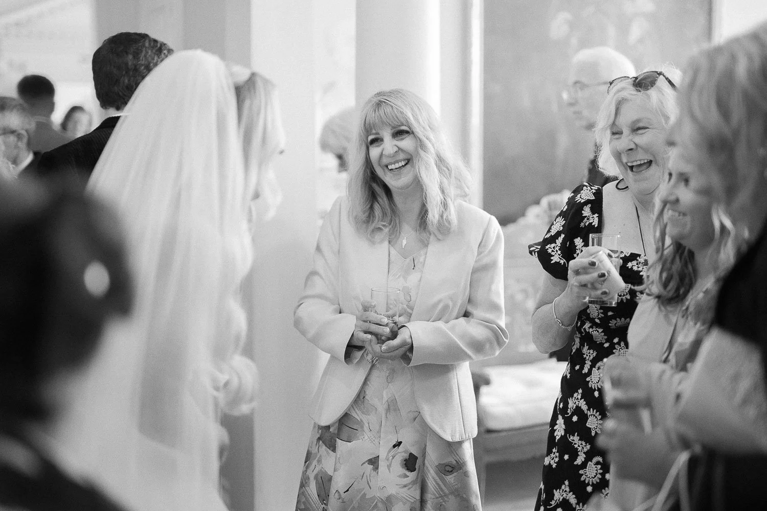 wedding guests smiling