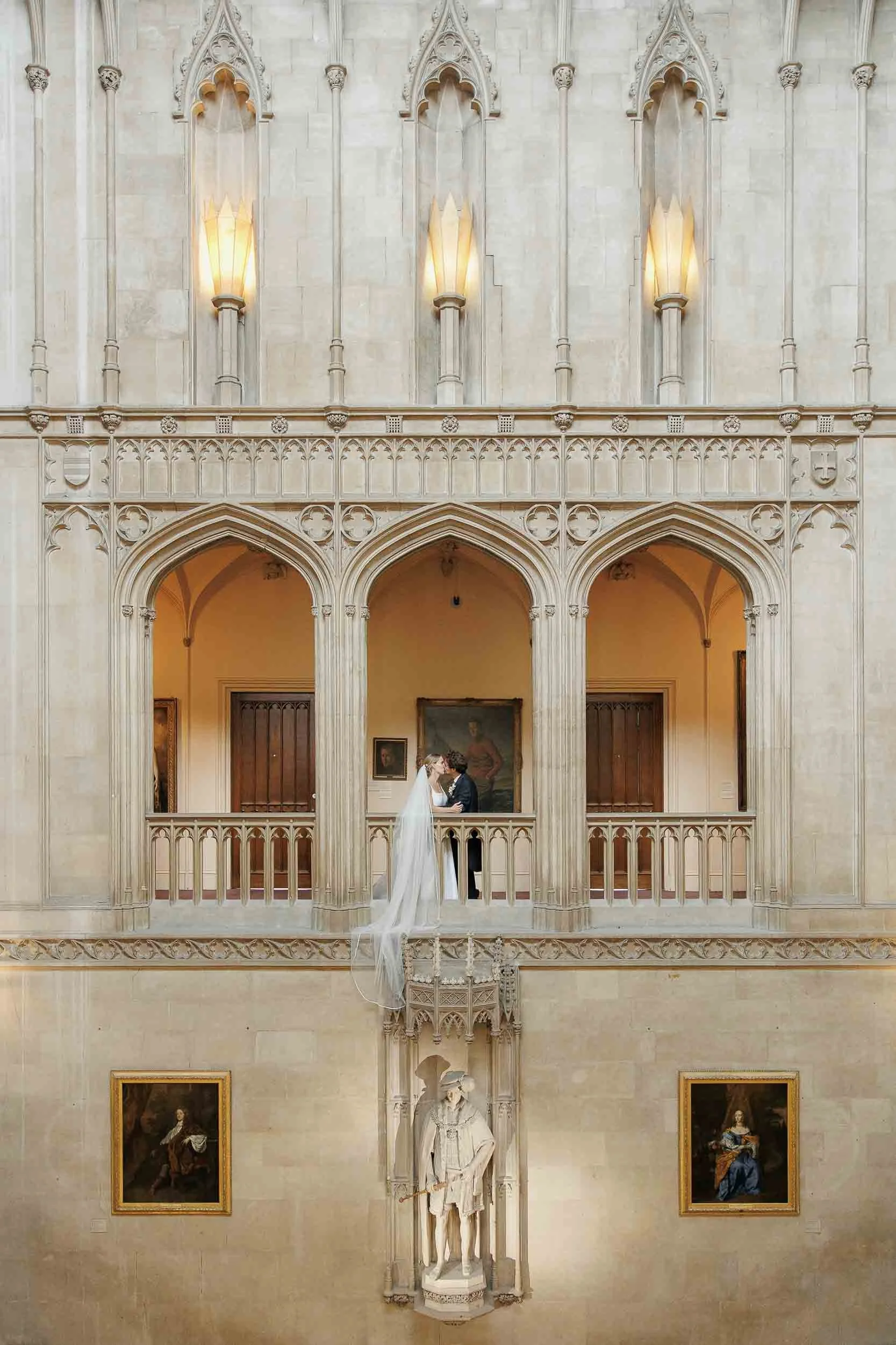 Wedding couple indoors at Ashridge House, Hertfordshire