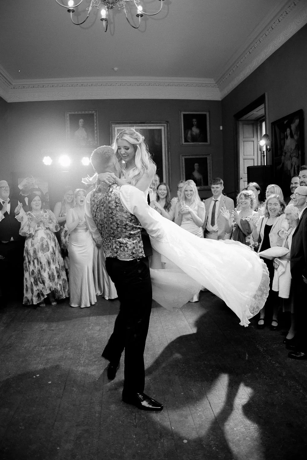 Bride and groom dancing at Boconnoc Estate