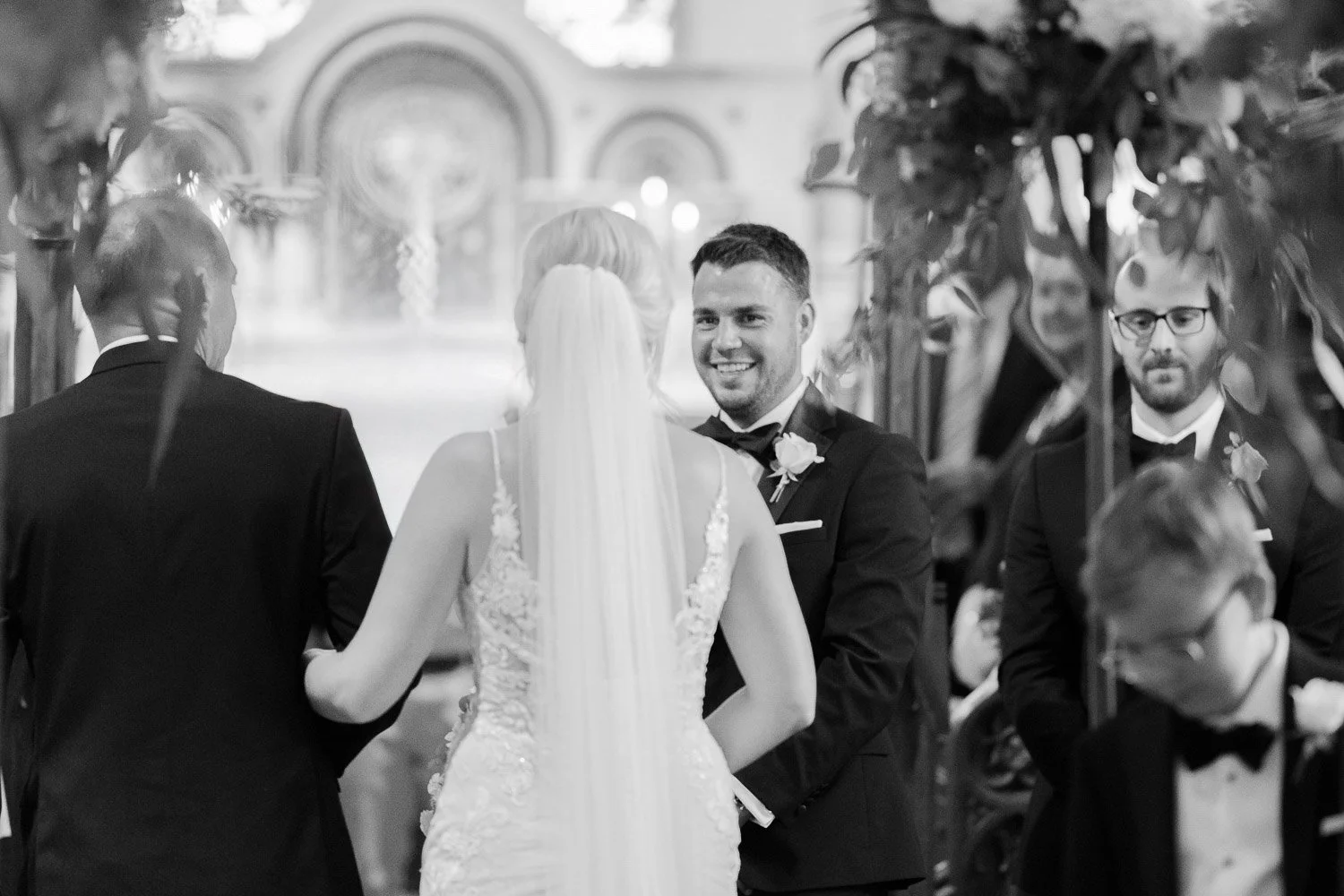 Groom reaction at St Nicholas church ceremony