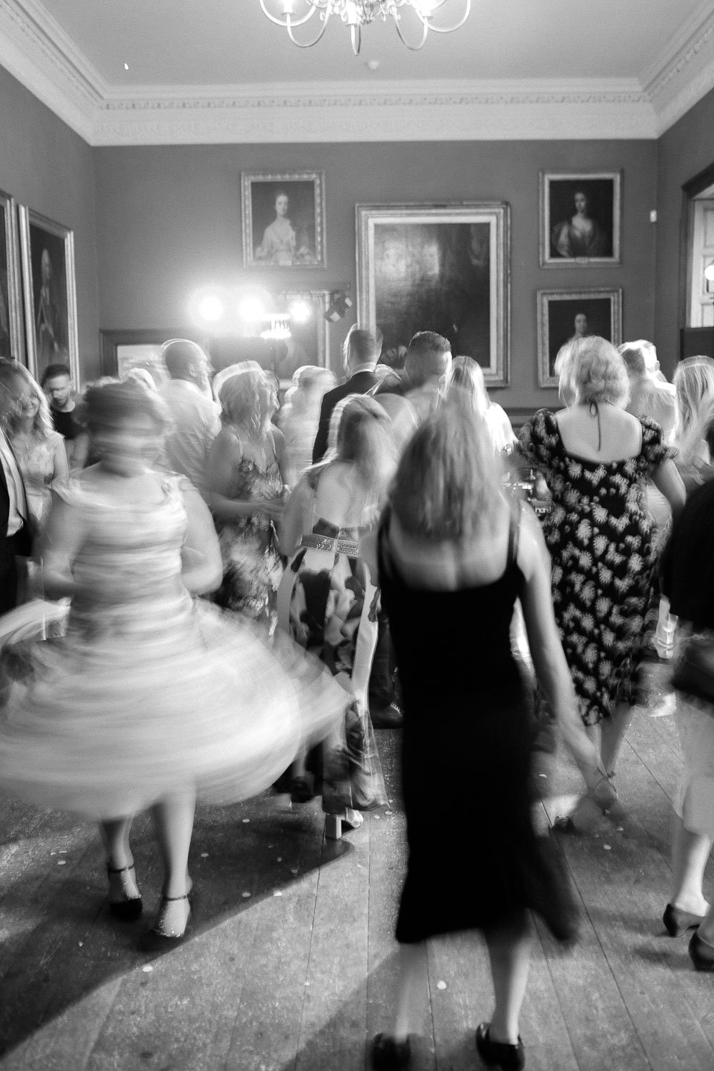 Wedding guests dancing