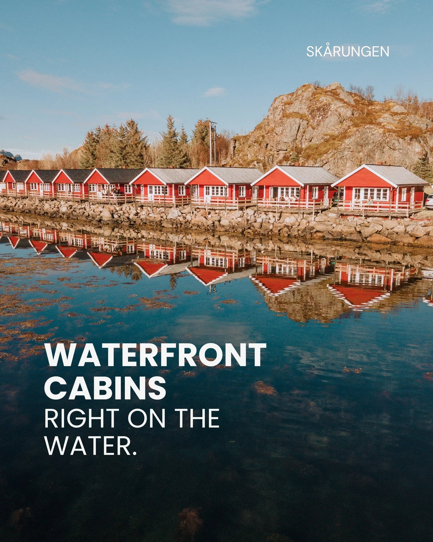 Your own cabin, right by the fjord.⁠
Golden sunsets, northern lights, and the softest mornings &mdash; all from your window.⁠
Fully equipped, family-friendly, and surrounded by silence.⁠
This is what slowing down looks like.