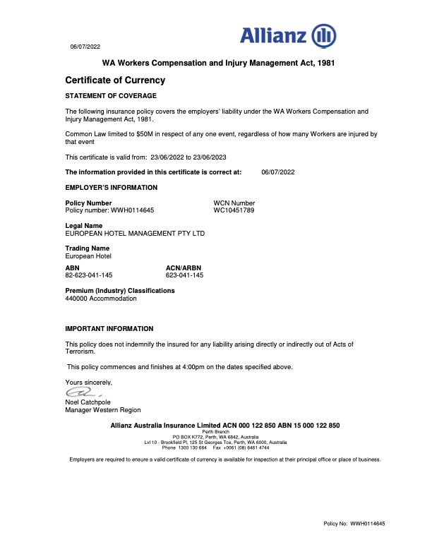 Certificate Of Currency European Hotel certificate-of-currency-european-hotel