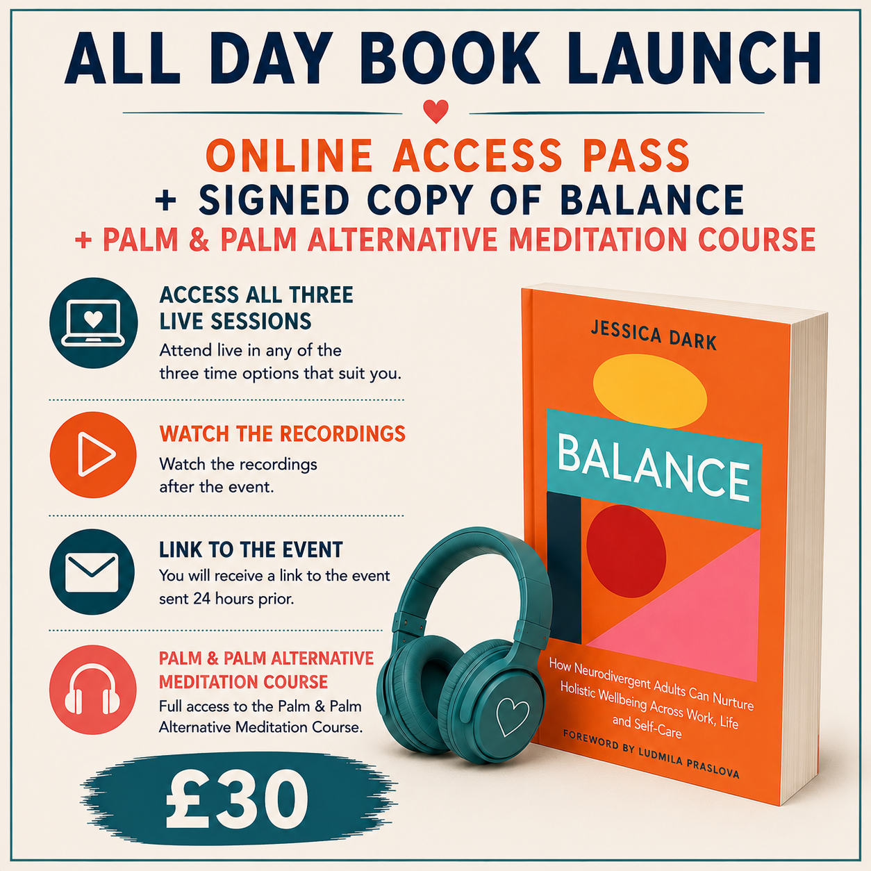A Day of Balance-  All-Day Online Pass + Signed Copy of Balance + Palm & Palm Alternative Meditation (28th November 2026)