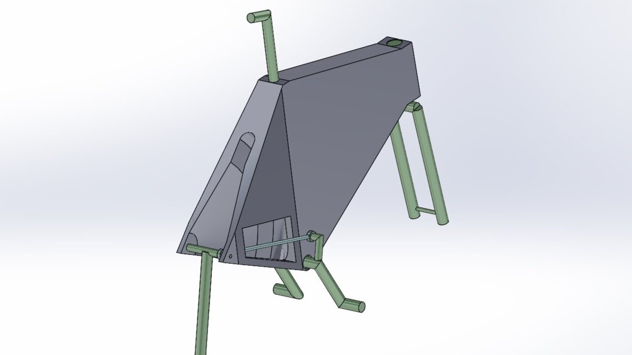 For generating new ideas topology optimization software was used to gain a better understanding for the necessary load bearing structures that define that shape of the design. A rough outline of the available space and elements to input the loads wer