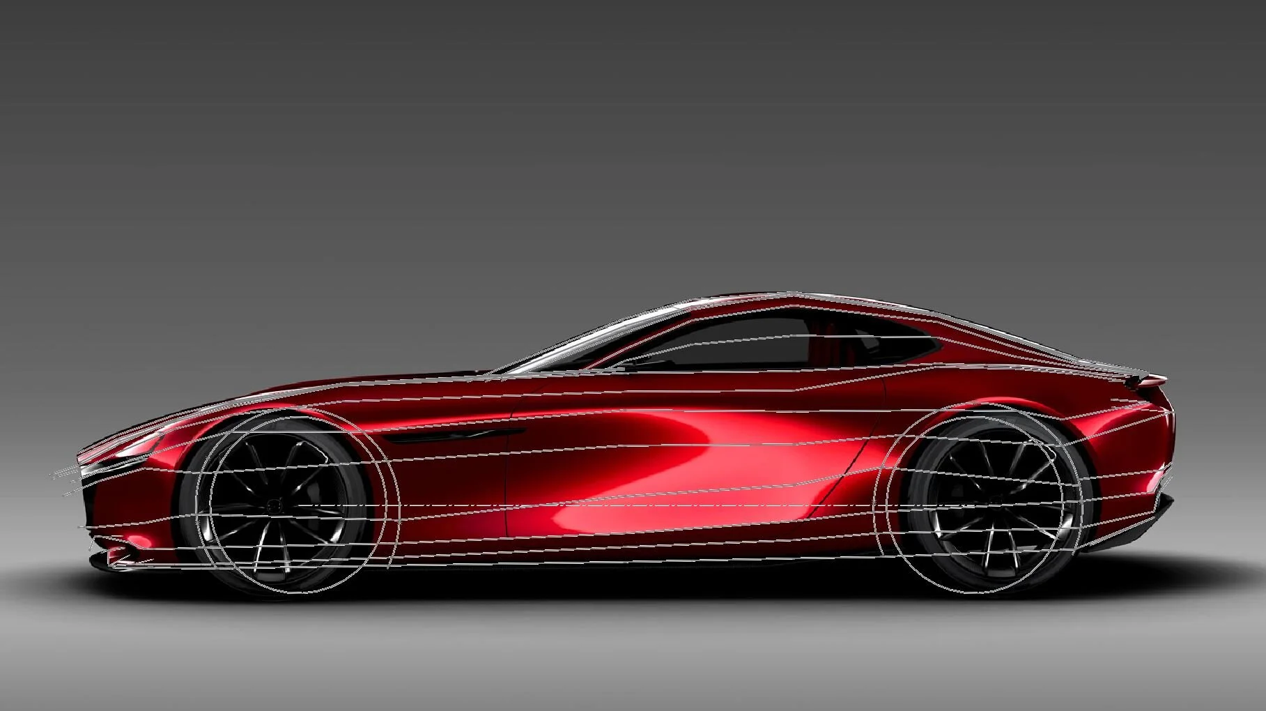 Using straight lines, a mesh is created over the blueprints and original images are overlaid. 