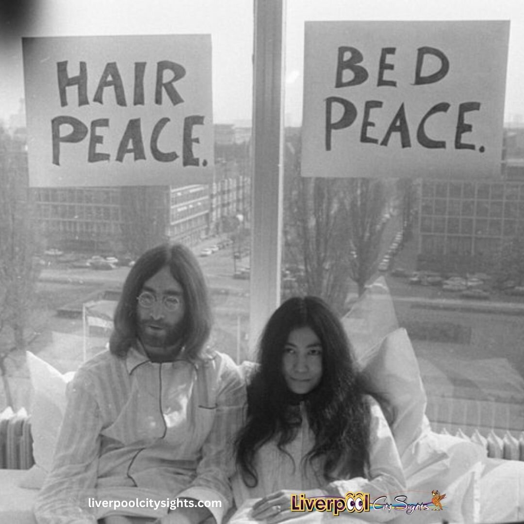 On this day in 1969, John Lennon married Yoko Ono. 💒🕊

🛏️✨ John and Yoko made a bold (anti-Vietnam War) statement for peace by staying in bed for a week during their honeymoon. 🕊️ 

Their 'Bed-In for Peace' events at the Hilton Amsterdam and Quee