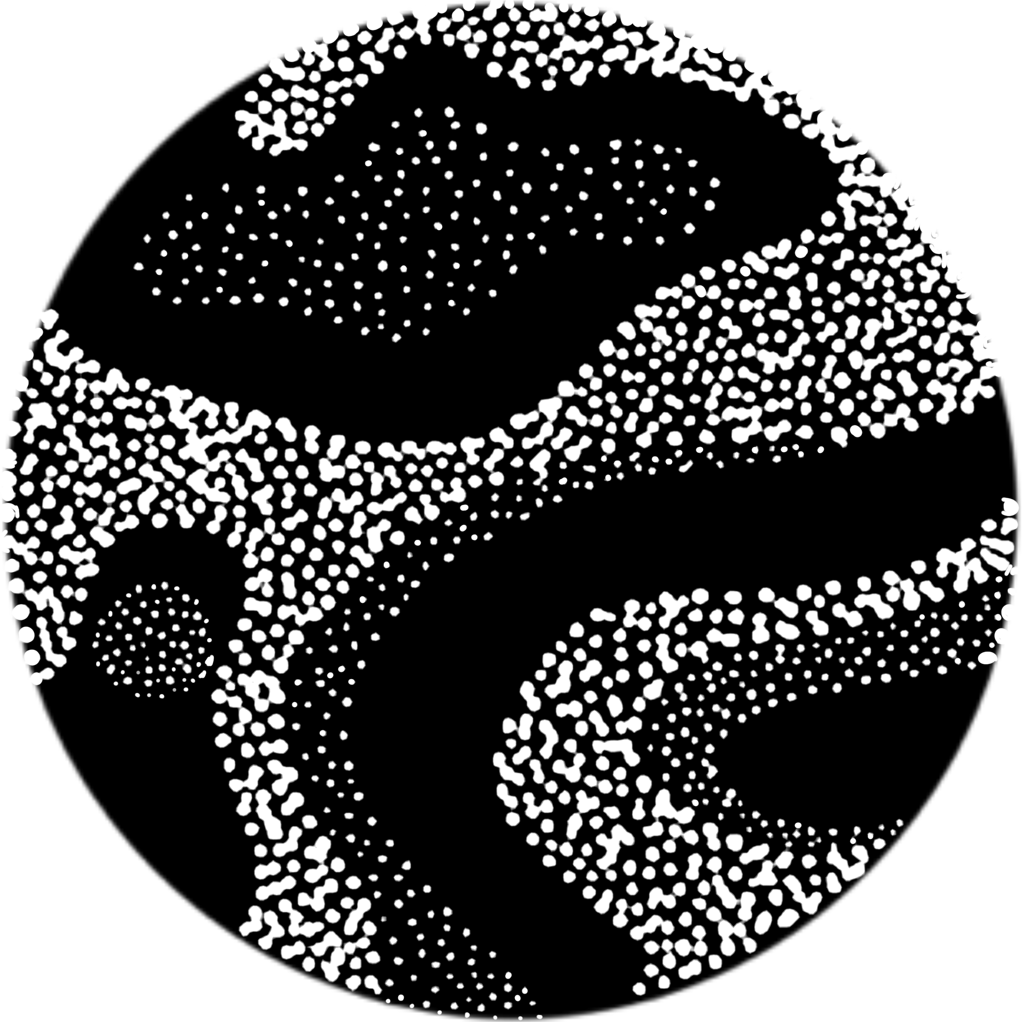 Close-up view of a textured, dotted pattern resembling a sphere or circular shape against a black background.