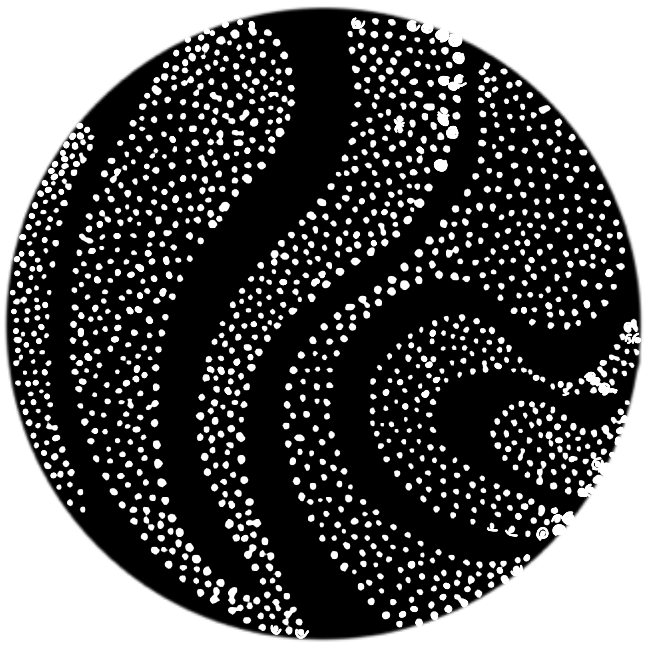 Black background with white dots creating a pattern for tattoo flash