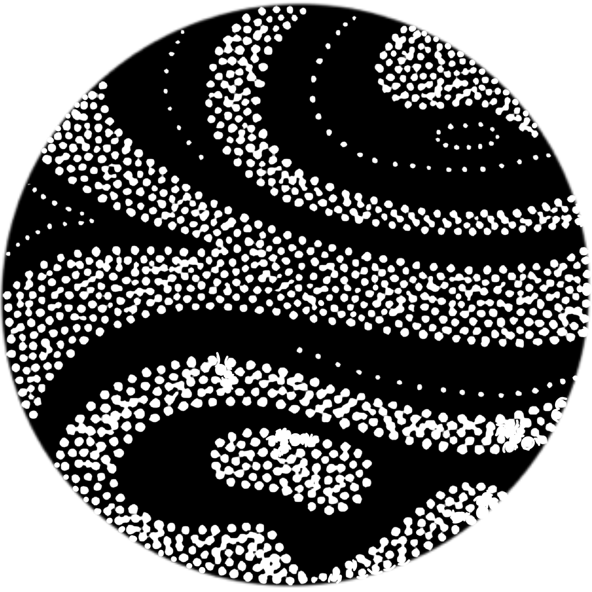 A depiction of the iconic superhero symbol, Batman's bat emblem, outlined in white dots on a black background.