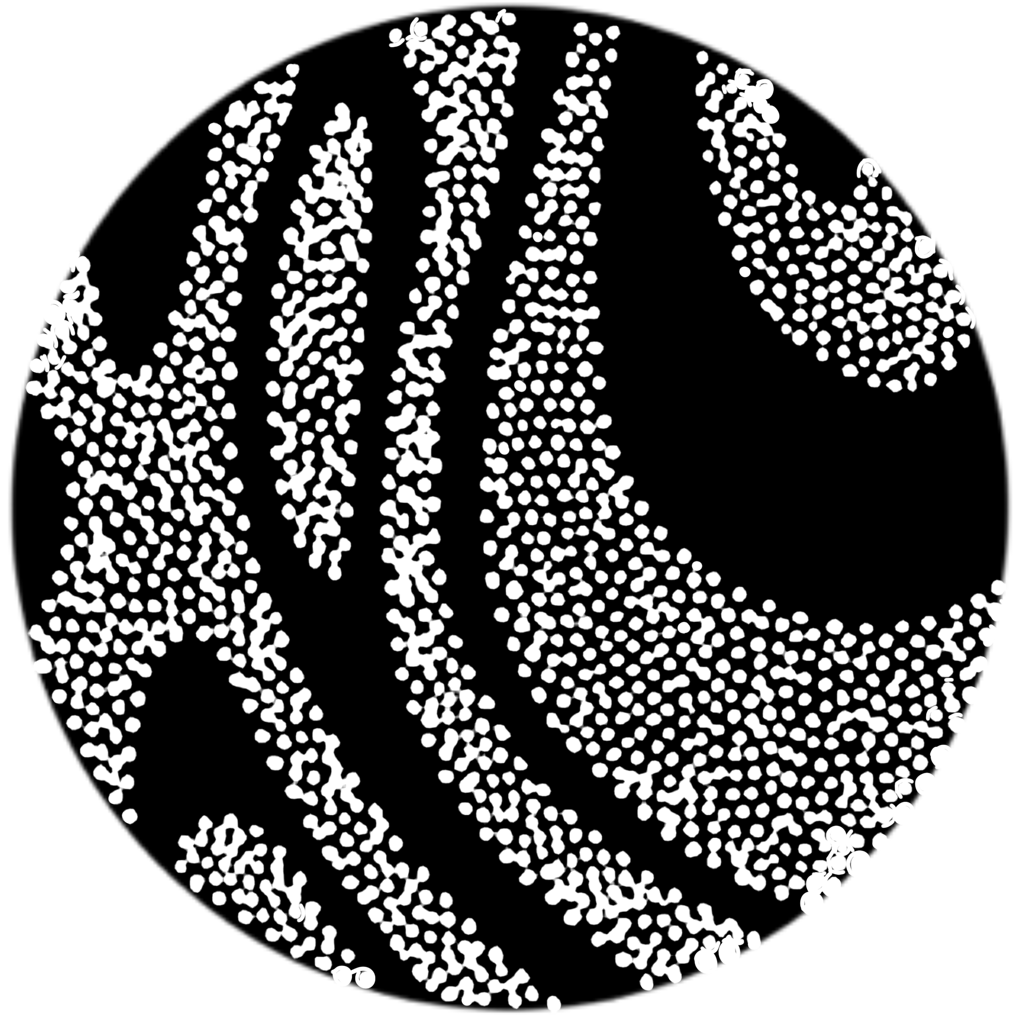 Black background with white dots forming an abstract pattern.