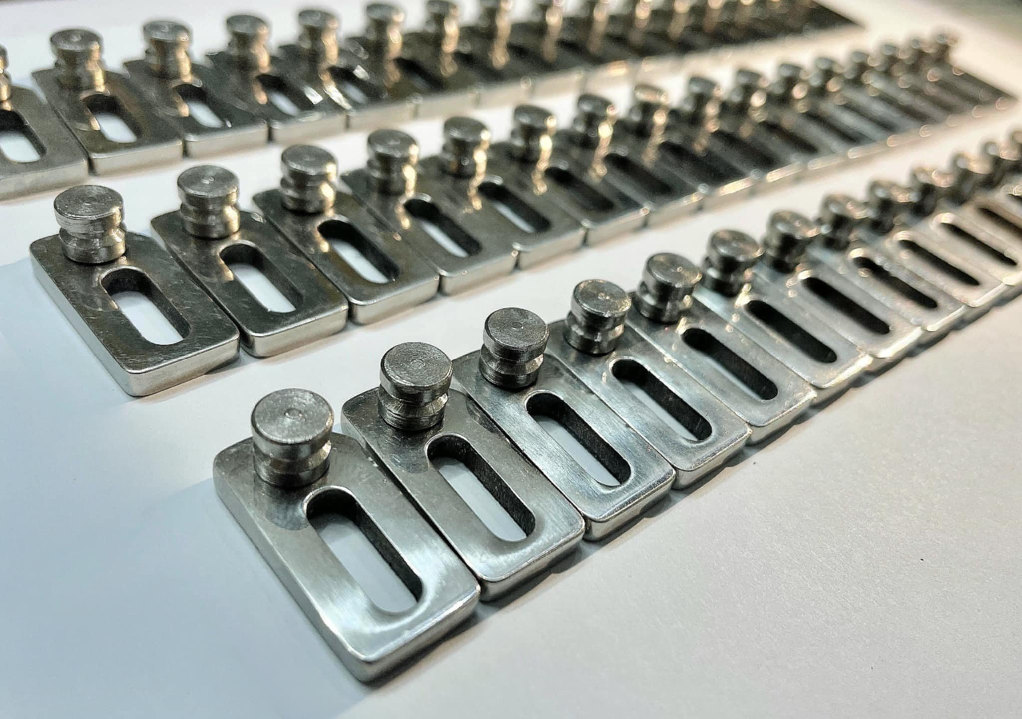 OpenPedal pedal harp universal bride pins in stainless steel fabricated by Dukona Harps