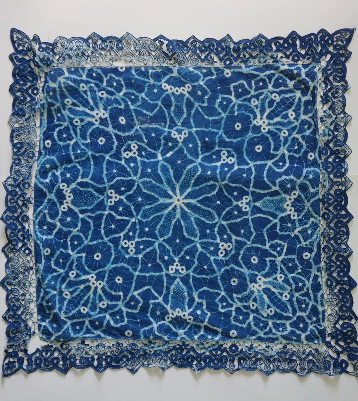 cyanotype of lace on linen doily