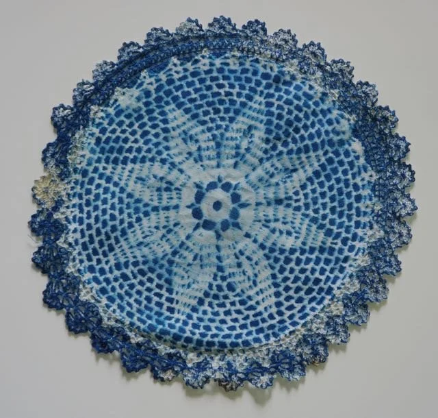 cyanotype of a doily on a doily