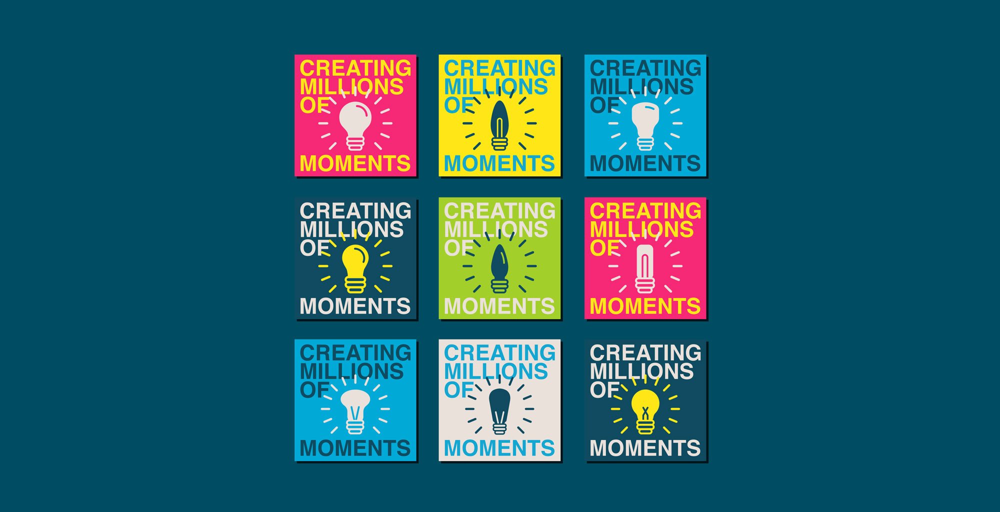 Working Options - Creating Millions of lightbulb Moments Brand Identity Lightbulb Panels