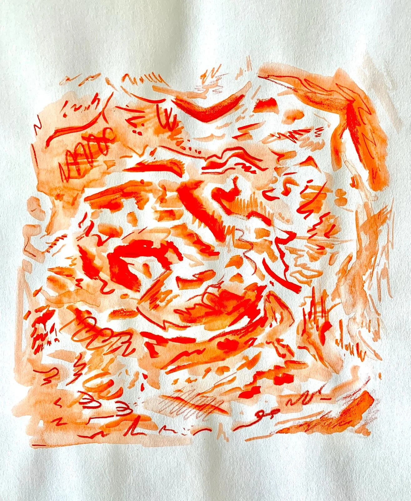  To process intense feelings in face of COVID-19 lockdown, I soon started to make drawings like this one. I play music, choose one color, one brush and go for a ride in my head.  