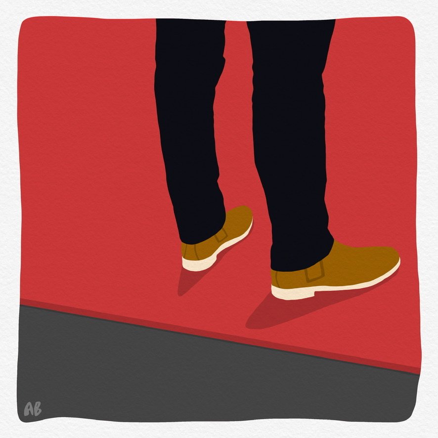 "Red Carpet" by Aaron Bleidt – freehand digital drawing, pigment ink print
