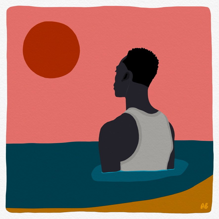 "Contemplative Moment" by Aaron Bleidt – freehand digital drawing, pigment ink print