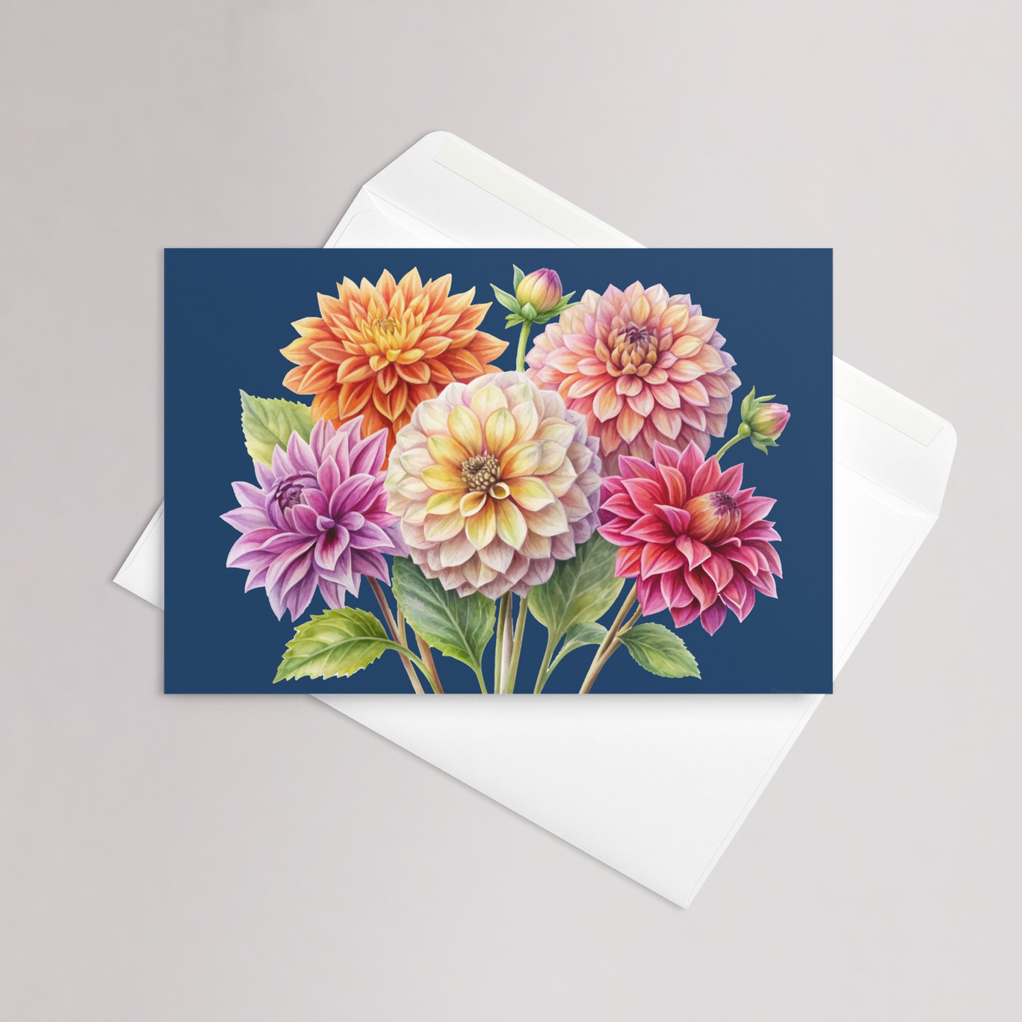 Dahlia Posy Greetings Card