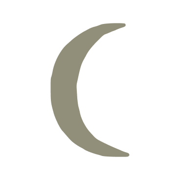 Simple crescent moon illustration on a white background.