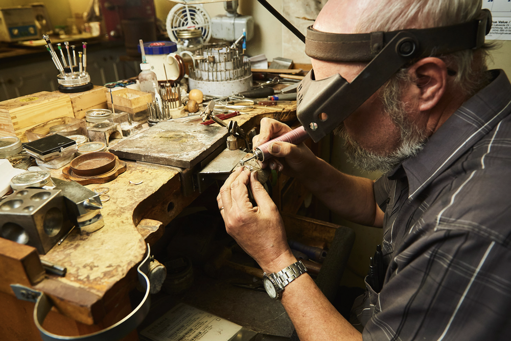 We have in house repair and custom jewelry designers by certified American Gemologist. — Bowen