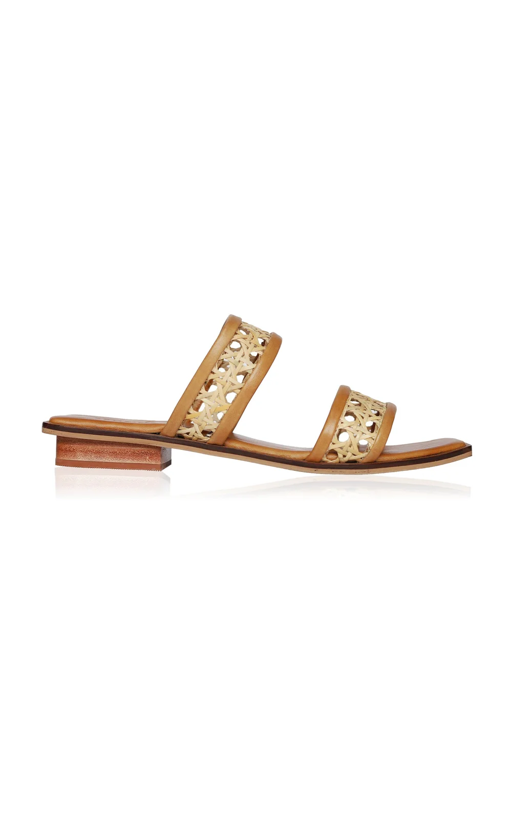 Bembien Paloma Leather Trimmed Rattan Slides