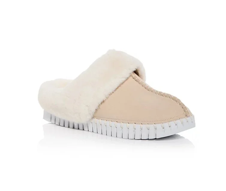 Ilse Jacobsen womens tulip faux fur trim slippers
