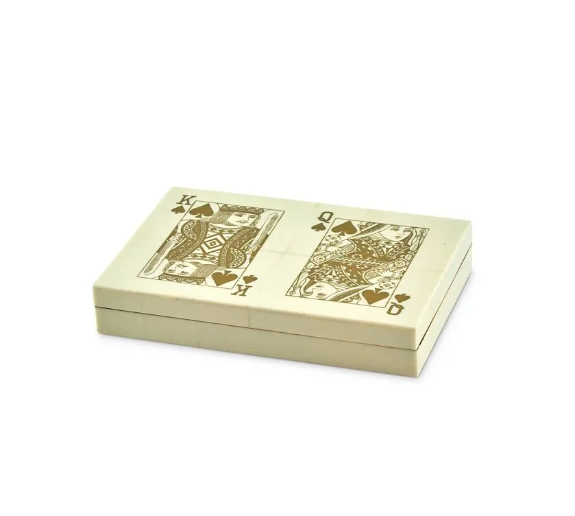 Tizo Resin Bone Double Playing Card box with cards