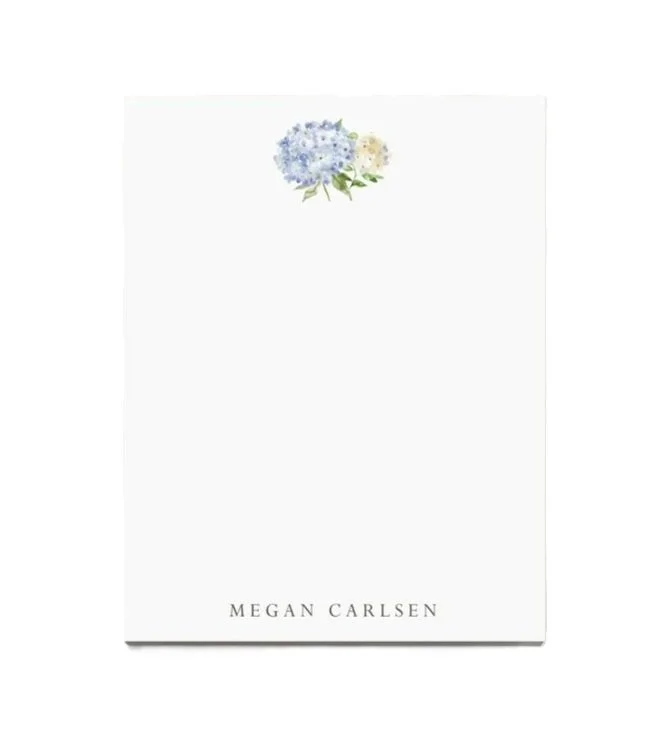 Blue Hydrangea note pad personalized Northwest Paper Studio Etsy