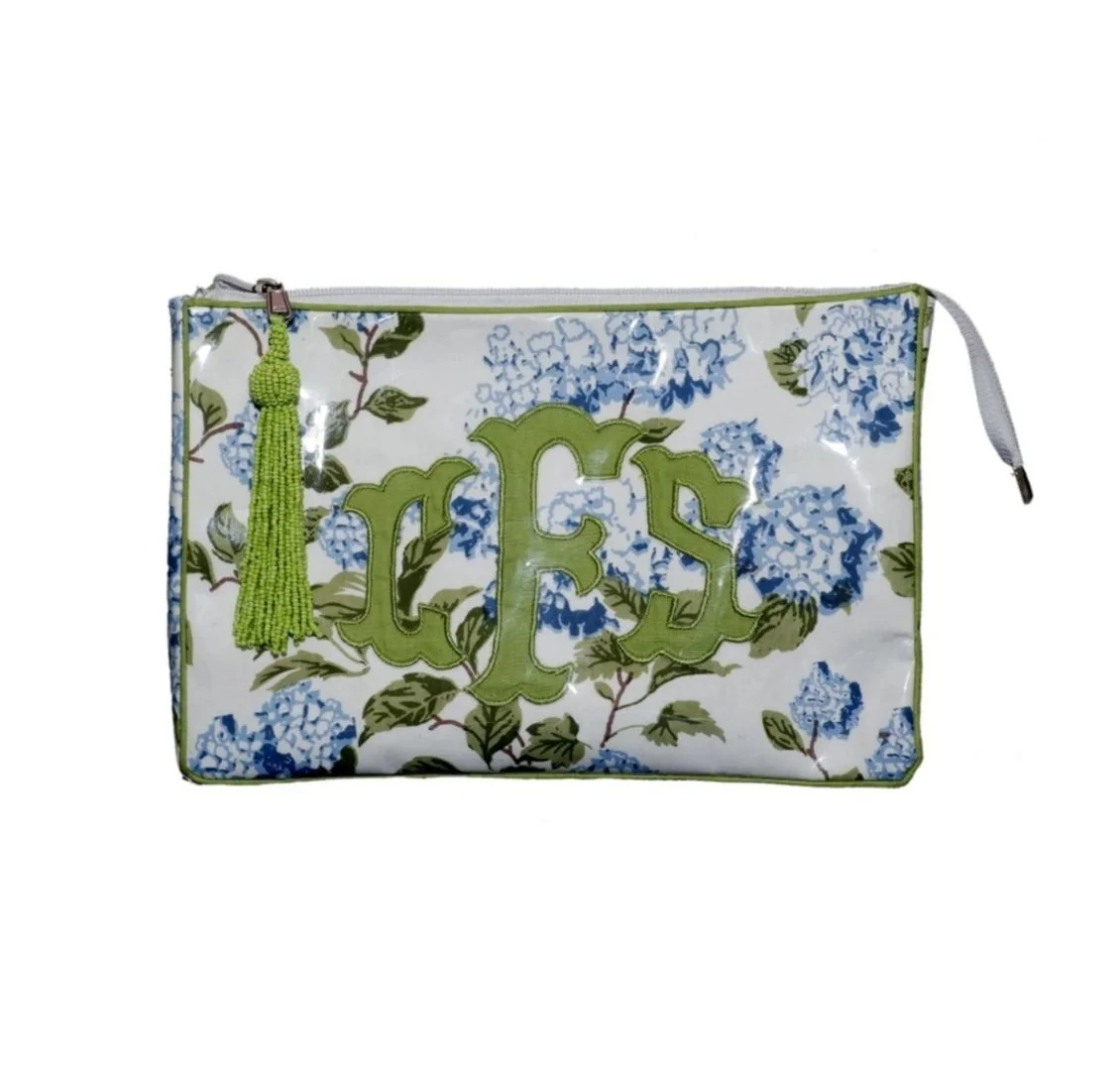 Blue Hydrangea Monogramable Zipped Pouch The Well Appointed House
