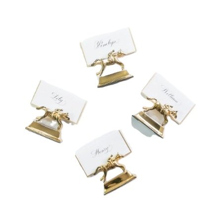 Pomegranate Gold Jockey Place Card Holder set of 4