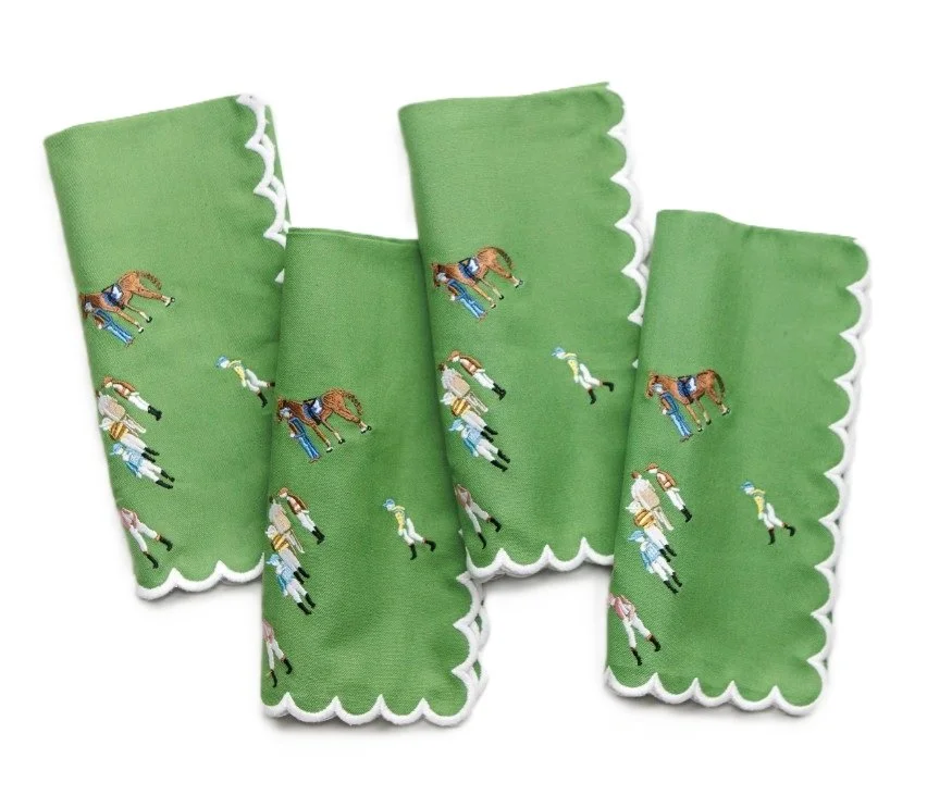 Pomegranate Green Jockeys Napkin set of 4