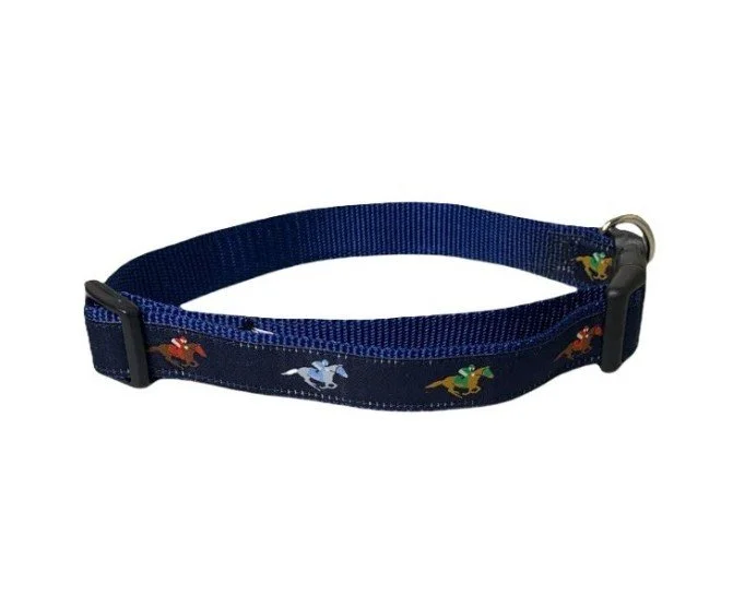 Tackle and Hollar Etsy Derby Dog collar navy