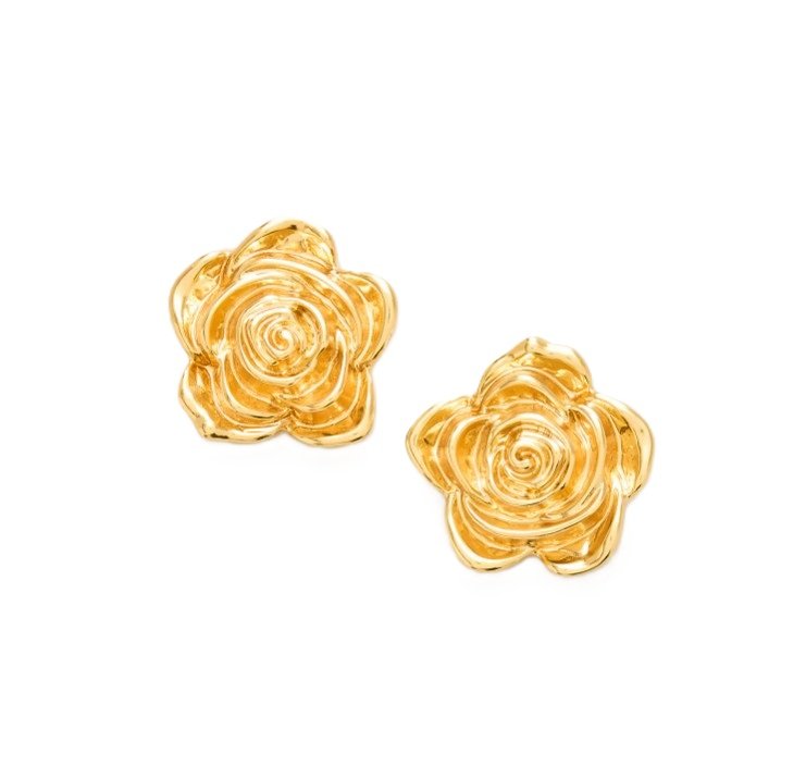 Jcrew rose stud gold earrings