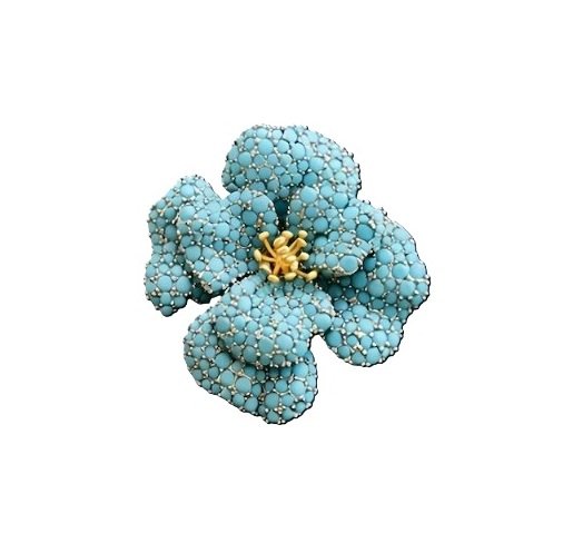 Turquoise Flower Brooch SuphaButsri