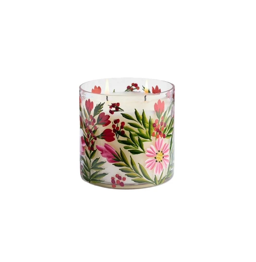 Hand Painted candle White Fig Vetiver Pottery Barn