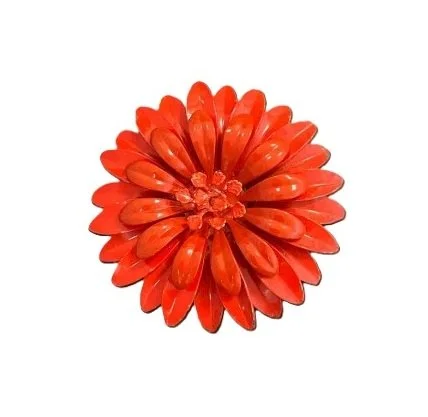 AffinityJeweled vintage large metal daisy in poppy red