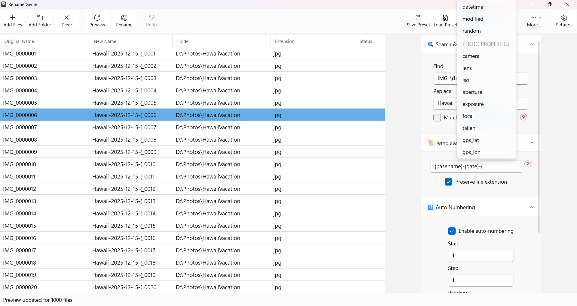 Use file metadata like date, author, or tags in your new filenames.