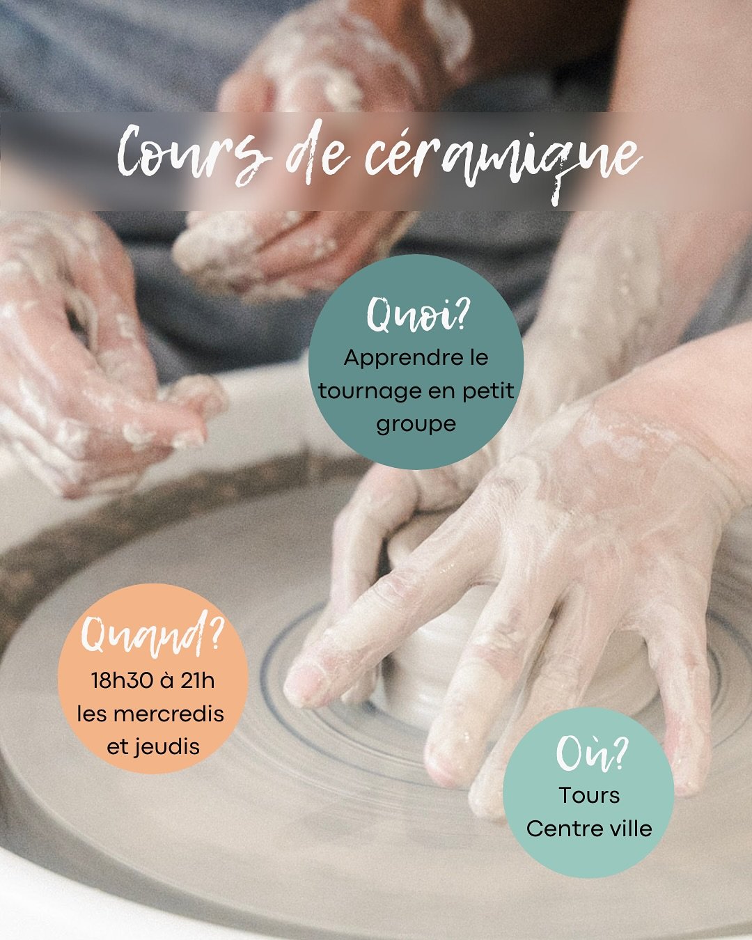 ✨Les inscriptions sont ouvertes pour les cours de c&eacute;ramique de perfectionnement de l&rsquo; atelier !!✨

Vous souhaitez d&eacute;couvrir ou red&eacute;couvrir le tournage au centre de Tours, en petit groupe ? Ces cours &agrave; destination des