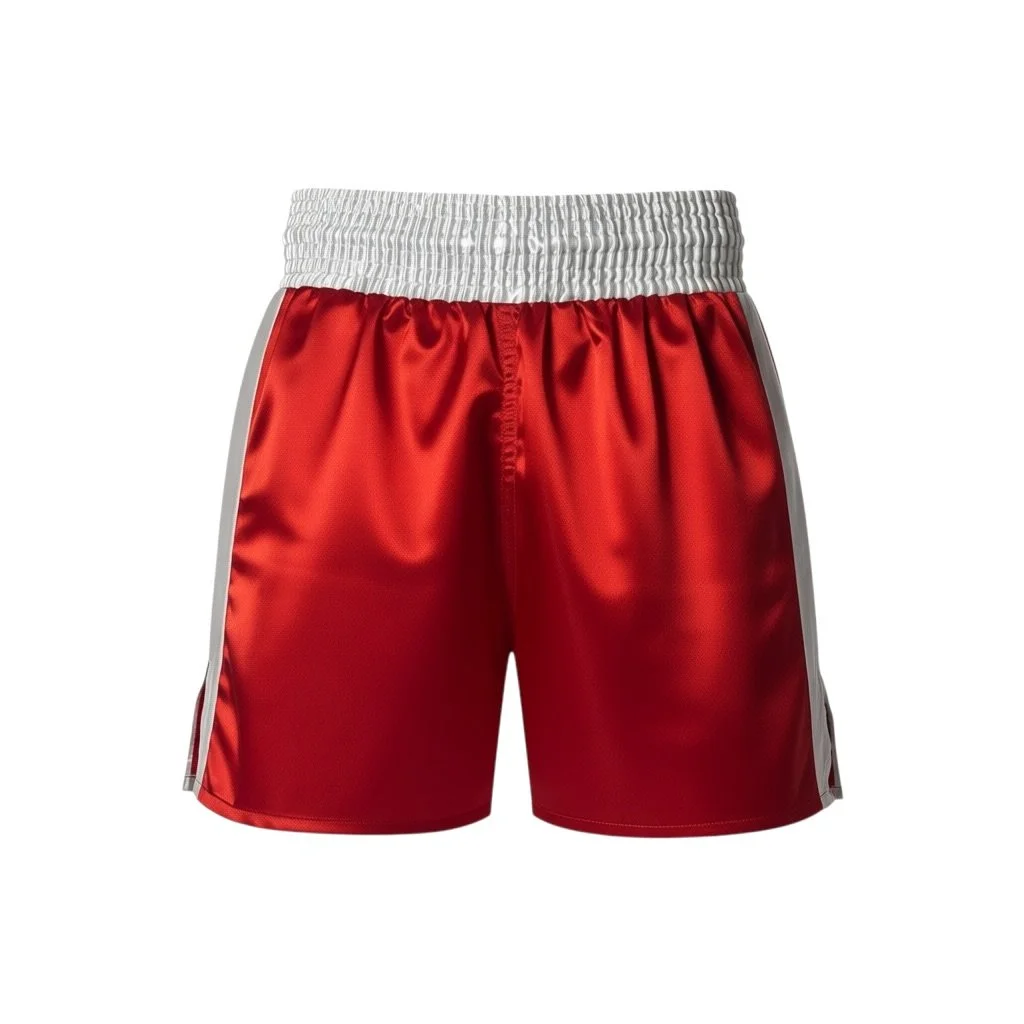 XXS Red & White Side Stripe Satin Boxing Trunks