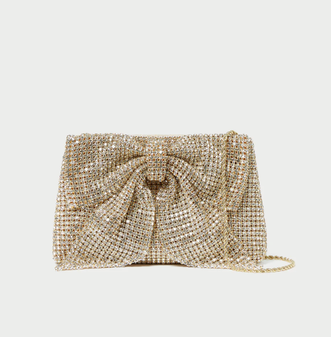 Final Sale | Jolene Gold Diamanté Bow Clutch