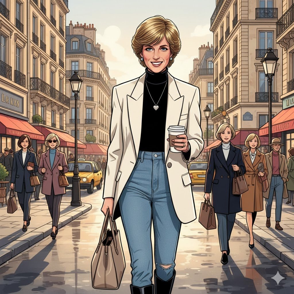 Illustration of Princess Diana, the beloved Princess of Wales