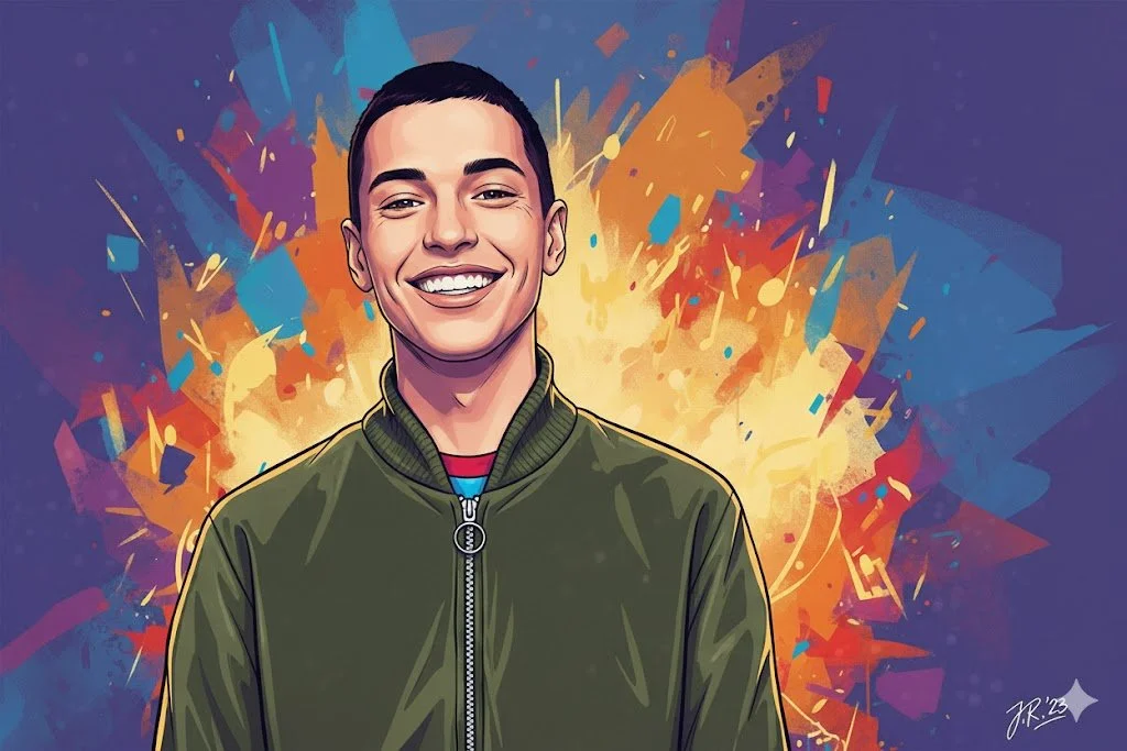 Illustration of Pete Davidson, the comedian and actor
